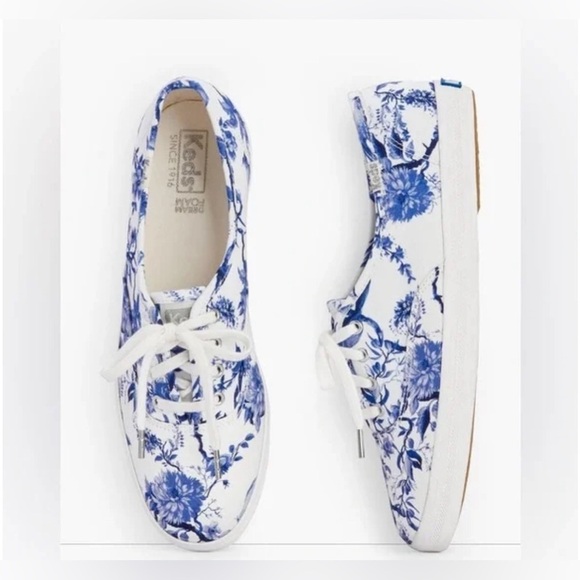 Keds Women's Blue and White Floral Sneakers - Picture 2 of 9